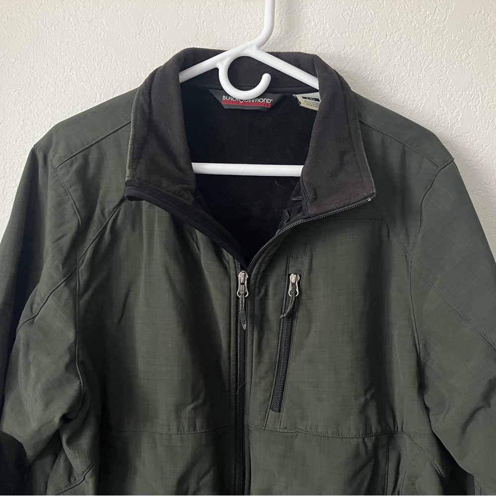 Double Diamond Jacket Men’s Large Softshell Fleece Lined Full Zip Outdoor Coat